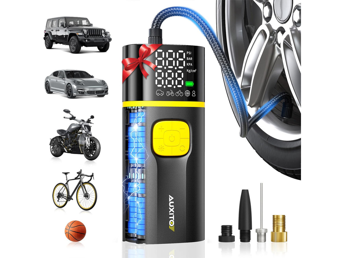 150PSI Tire Inflator Portable Air Compressor, 7800mAh Power 12V DC | 50L/min Cordless Air Pump with Digital Pressure Gauge, Auto Shut-Off, Bright LED Works on Car, SUV, Bike Tires and Balls