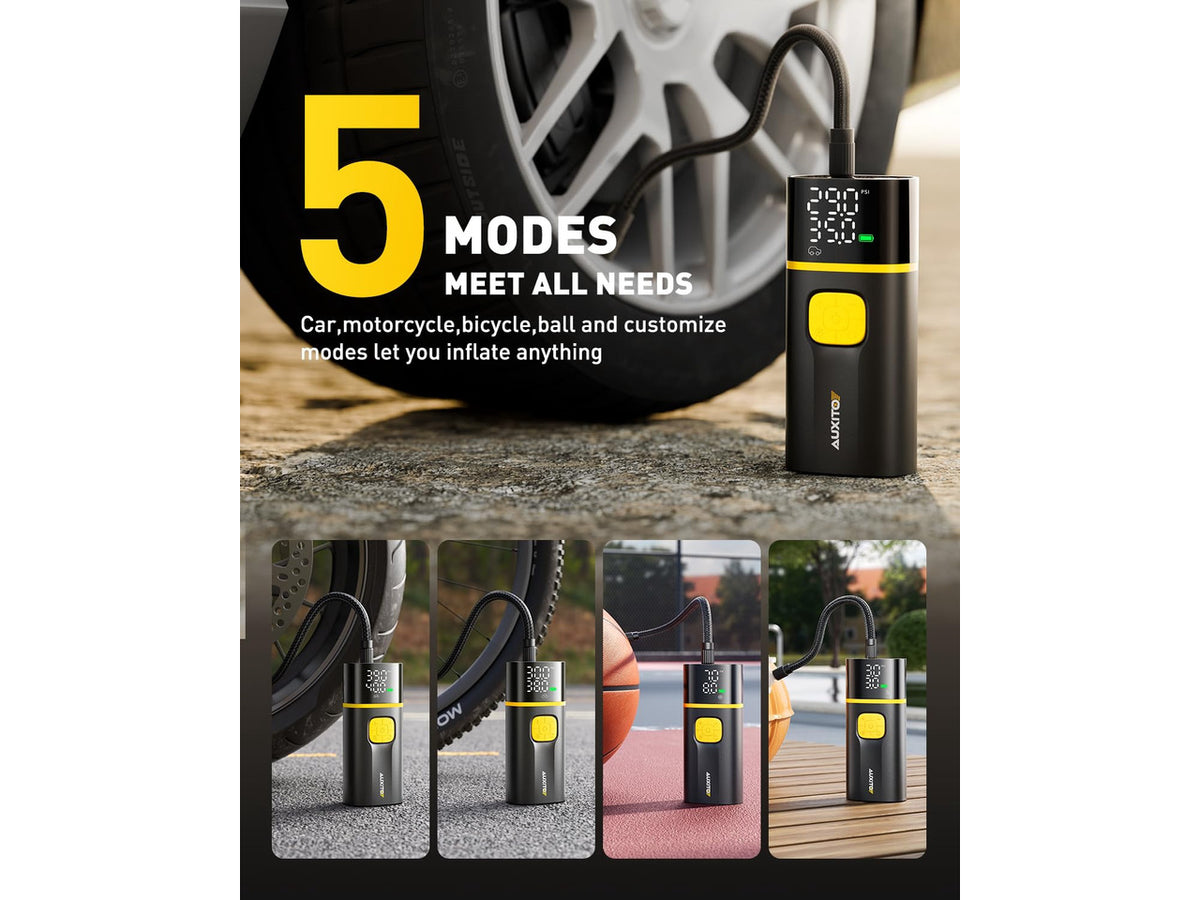 150PSI Tire Inflator Portable Air Compressor, 7800mAh Power 12V DC | 50L/min Cordless Air Pump with Digital Pressure Gauge, Auto Shut-Off, Bright LED Works on Car, SUV, Bike Tires and Balls