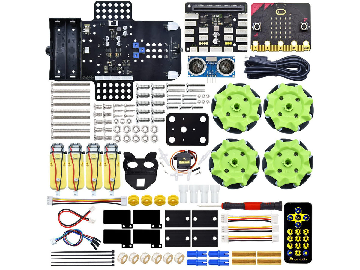 4WD Smart Car Coding Robot Kit with Microbit V2 for Makecode and Python, DIY Building Robot Kit for STEM Education 15+, IR Remote/APP Control