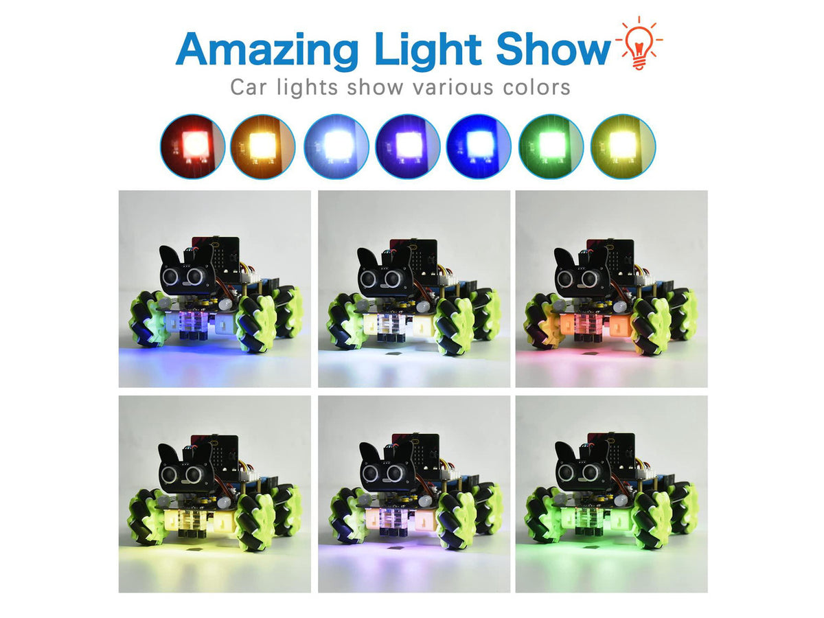 4WD Smart Car Coding Robot Kit with Microbit V2 for Makecode and Python, DIY Building Robot Kit for STEM Education 15+, IR Remote/APP Control
