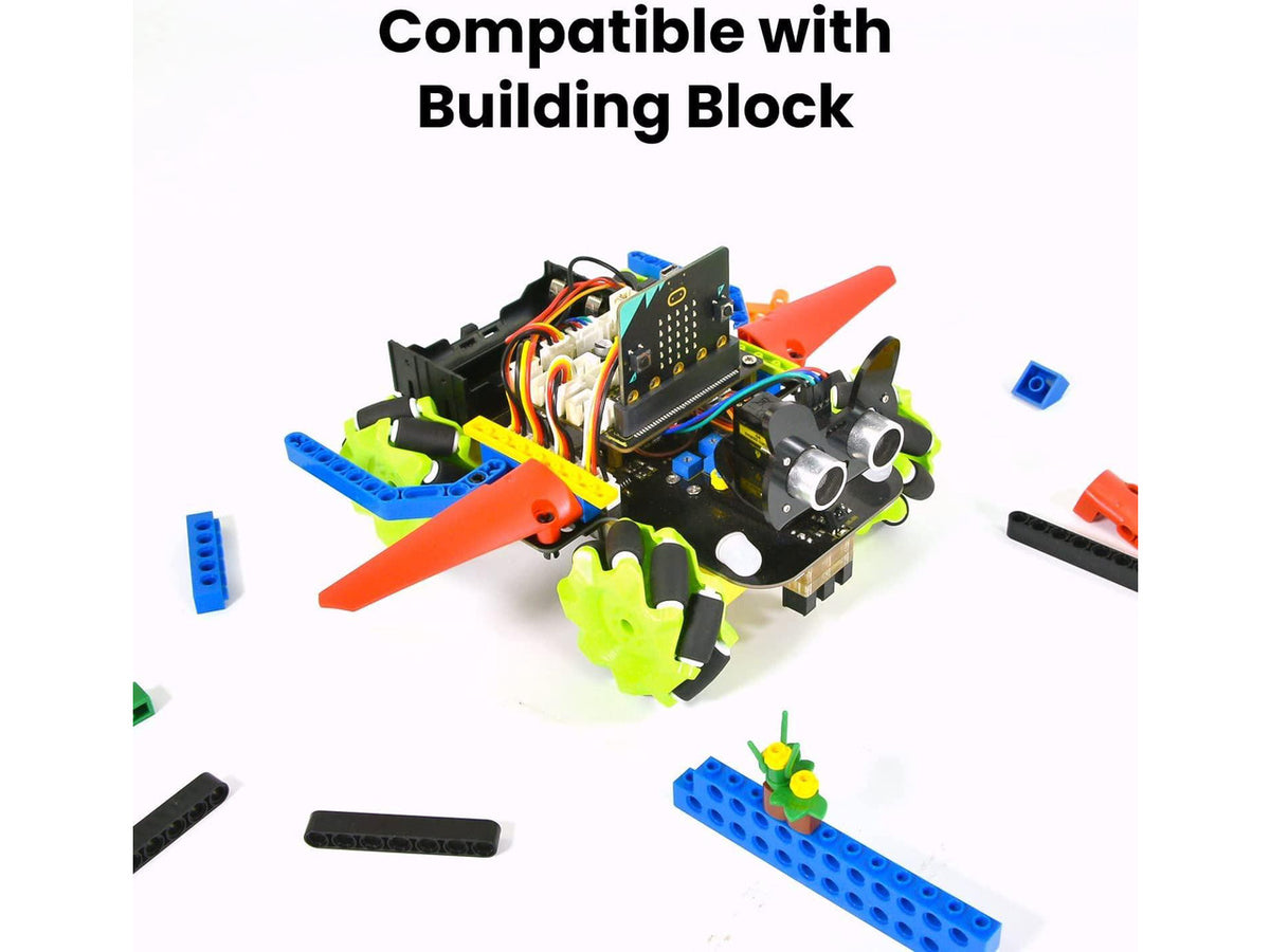 4WD Smart Car Coding Robot Kit with Microbit V2 for Makecode and Python, DIY Building Robot Kit for STEM Education 15+, IR Remote/APP Control
