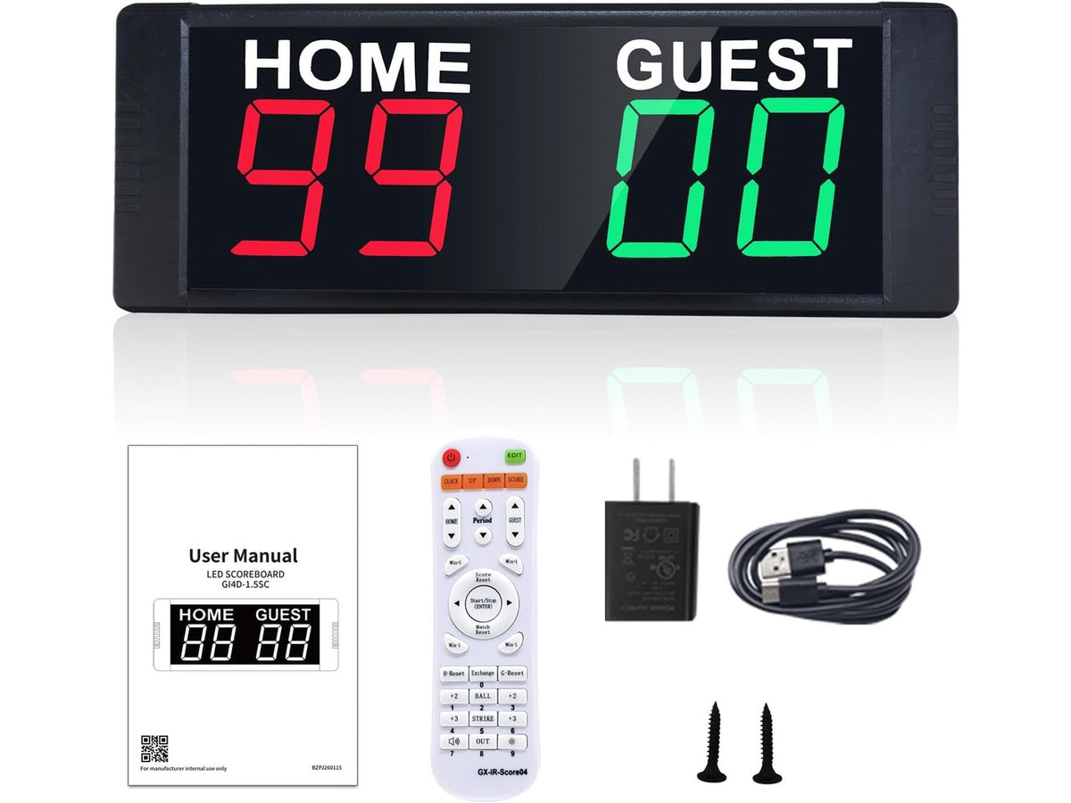 LED Portable Digital Scoreboard Tabletop Electronic Score Keeper with Remote for Cornhole, Basketball, Ping Pong, Baseball, Tennis & Volleyball, Indoor/Outdoor
