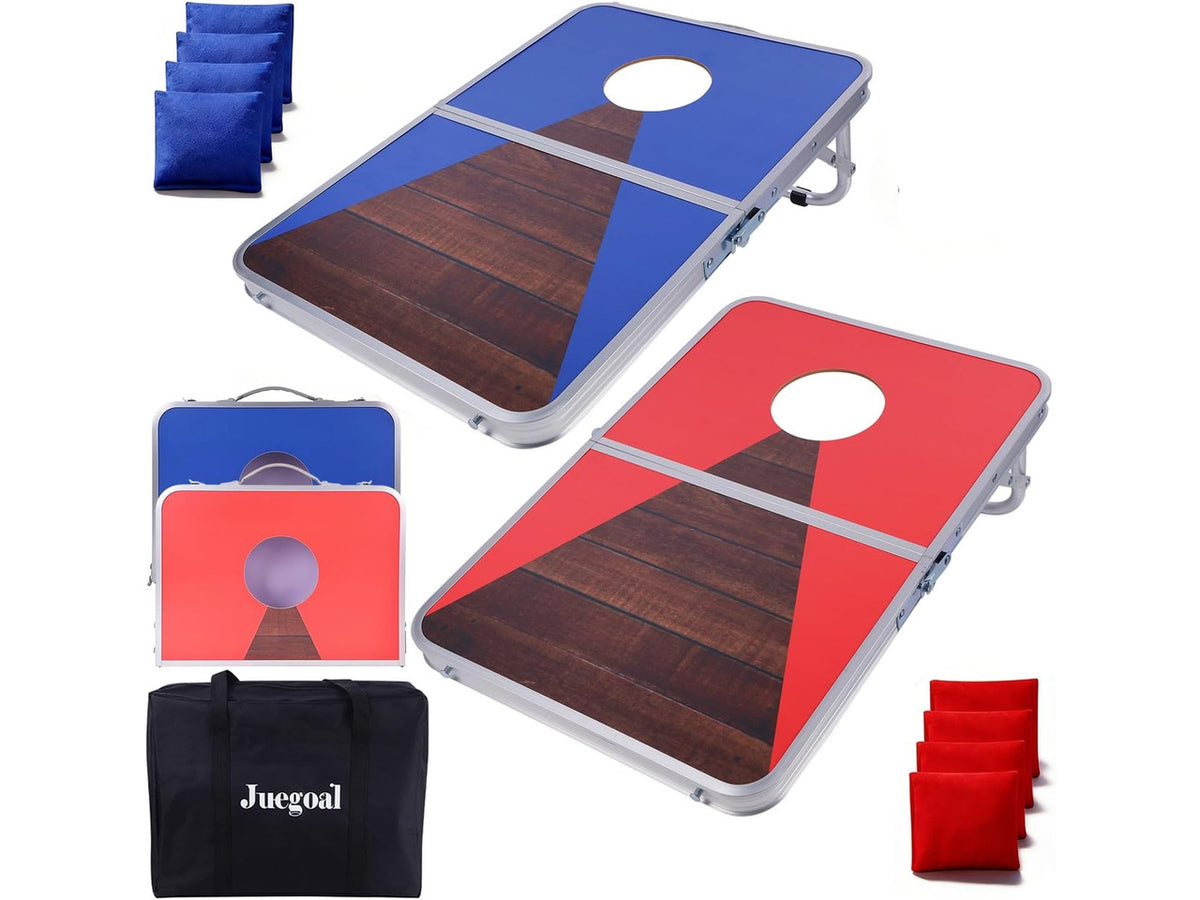 24x16 Inch Foldable Cornhole Board Set for Kids, Teens & Adults with Bean Bags & Carry Bag, Lightweight Aluminum Alloy Travel Set for Outdoor Games & Beach