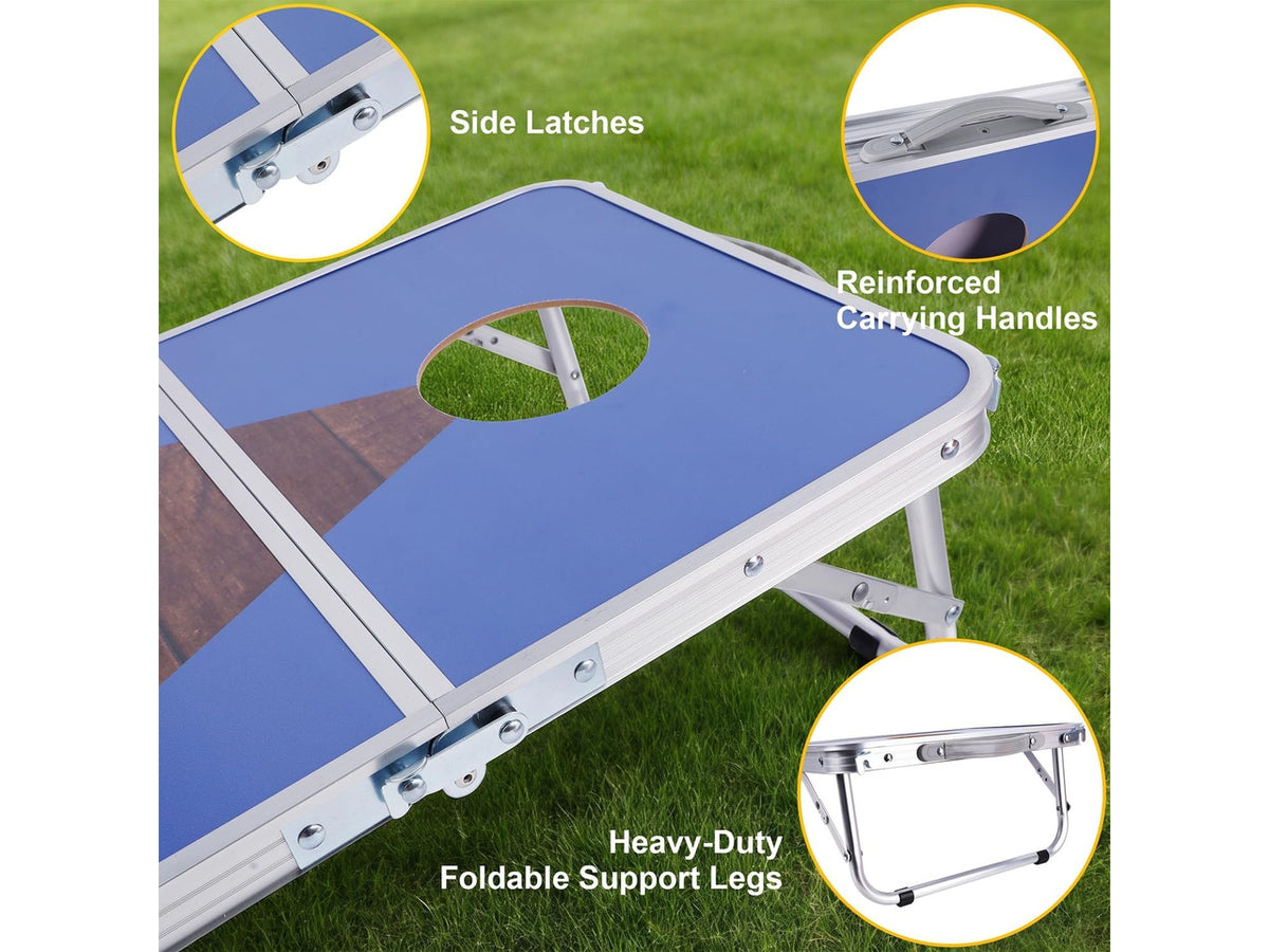 24x16 Inch Foldable Cornhole Board Set for Kids, Teens & Adults with Bean Bags & Carry Bag, Lightweight Aluminum Alloy Travel Set for Outdoor Games & Beach