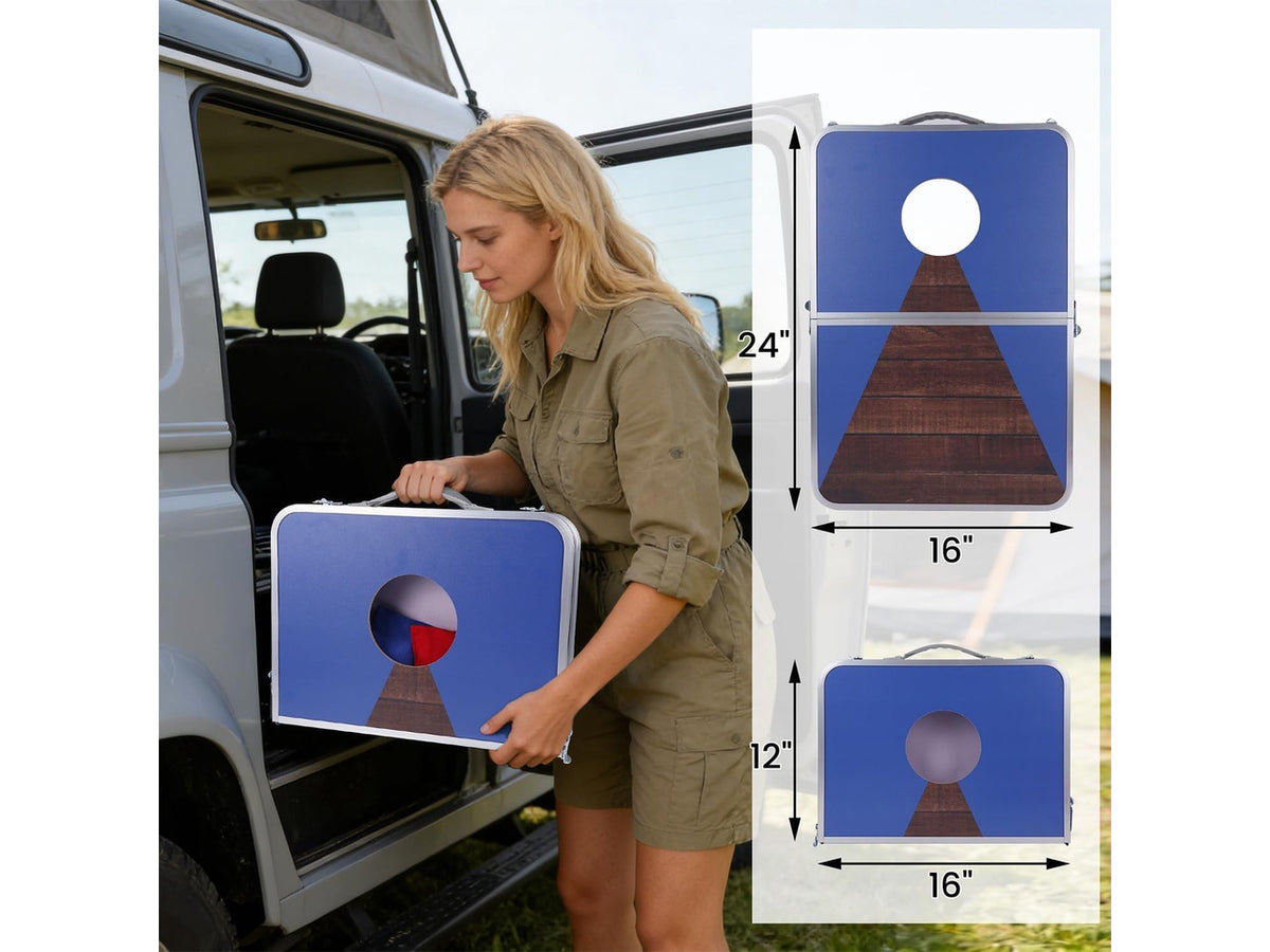 24x16 Inch Foldable Cornhole Board Set for Kids, Teens & Adults with Bean Bags & Carry Bag, Lightweight Aluminum Alloy Travel Set for Outdoor Games & Beach