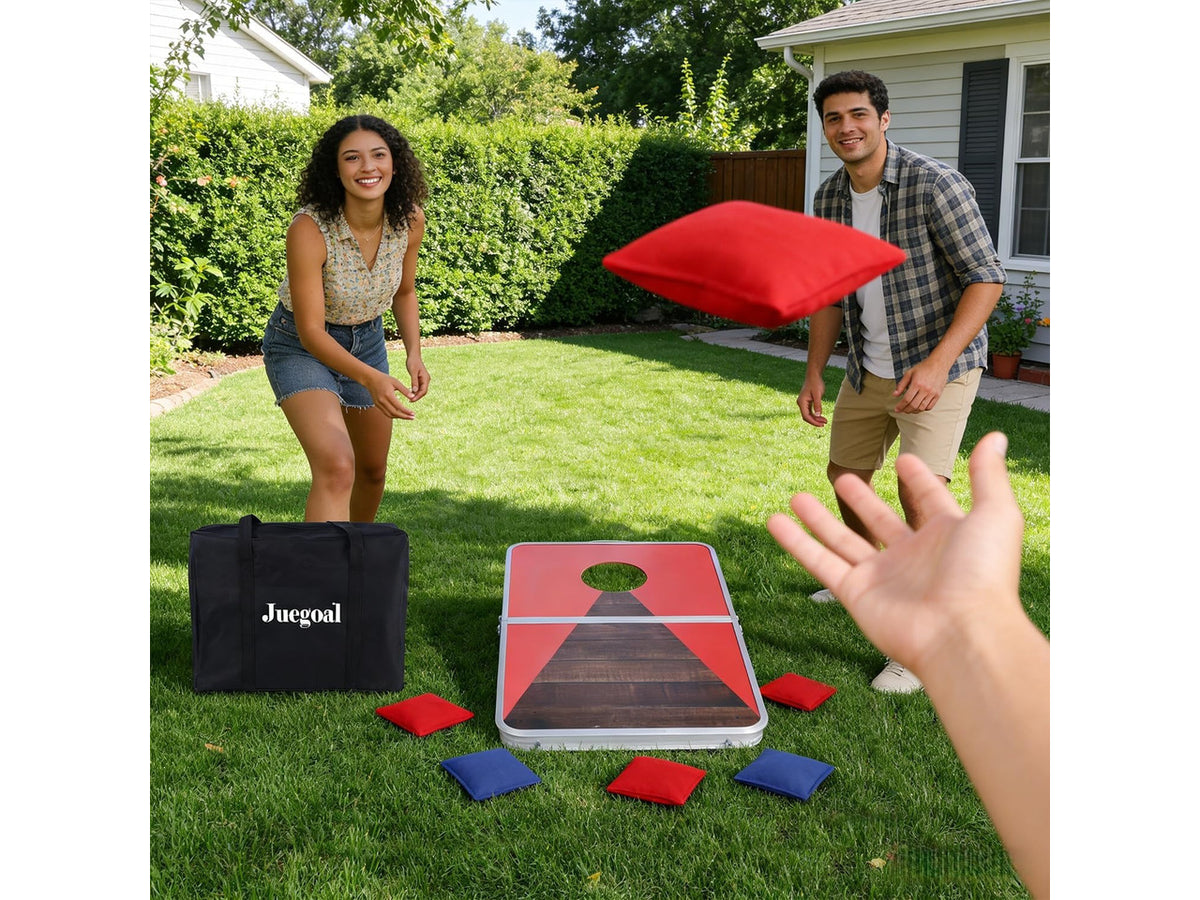24x16 Inch Foldable Cornhole Board Set for Kids, Teens & Adults with Bean Bags & Carry Bag, Lightweight Aluminum Alloy Travel Set for Outdoor Games & Beach