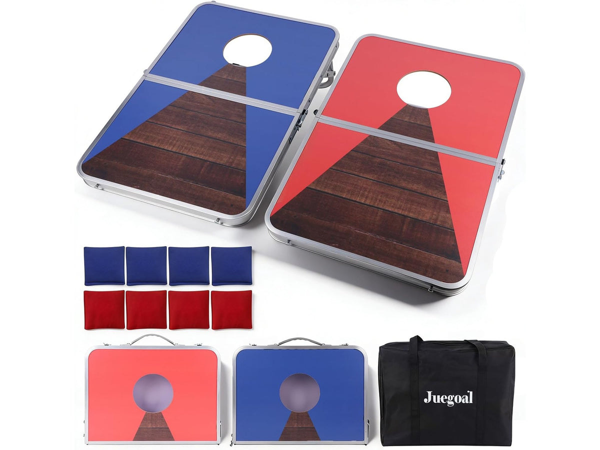 24x16 Inch Foldable Cornhole Board Set for Kids, Teens & Adults with Bean Bags & Carry Bag, Lightweight Aluminum Alloy Travel Set for Outdoor Games & Beach