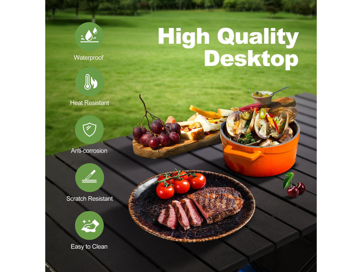 Folding Camping Table, Aluminum Roll-up Picnic Backpacking Table | Adjustable Height Camping Table Portable Picnic Dining Table Folding Card Table w/Handle Lightweight for Indoor Outdoor