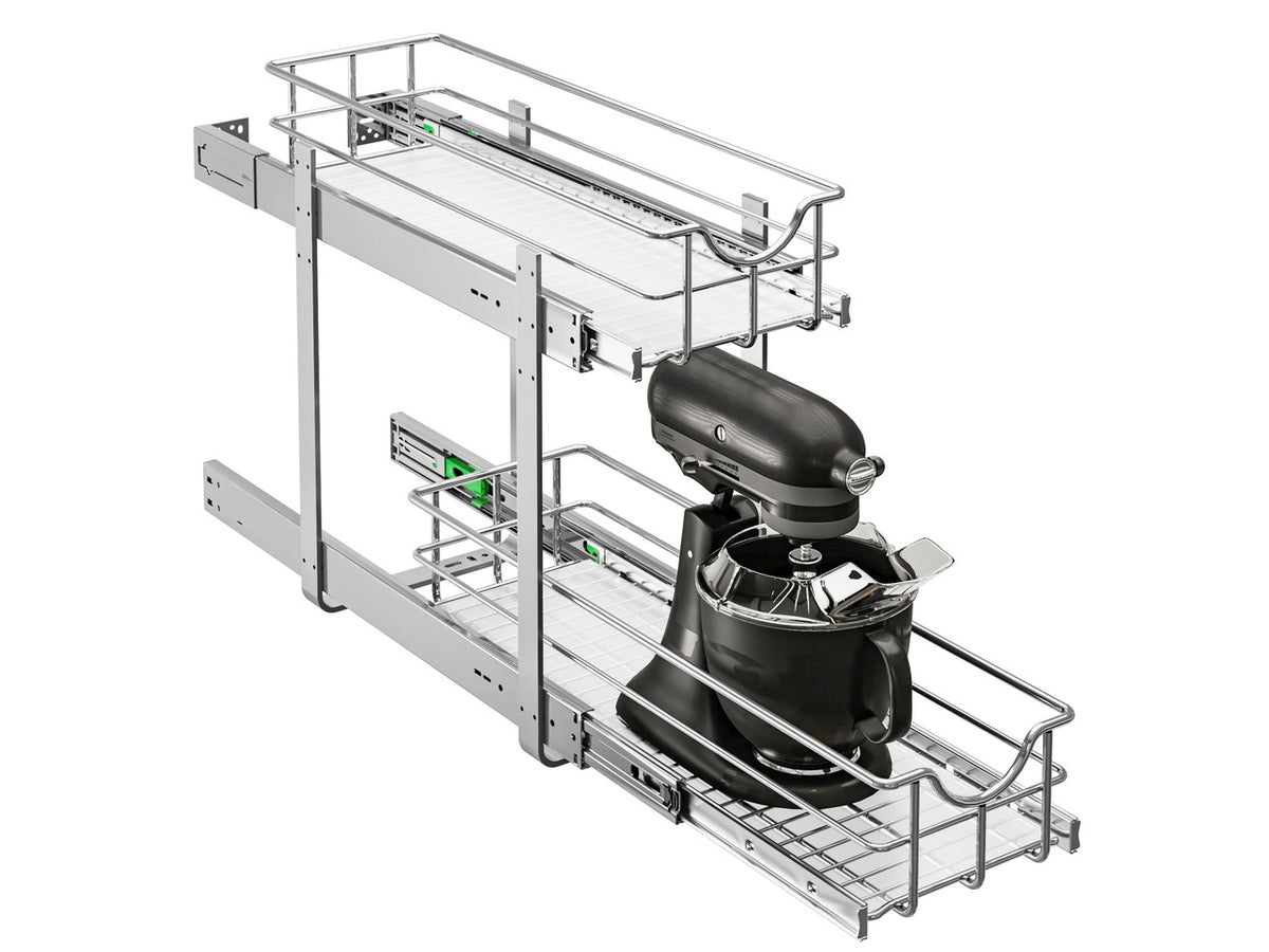2-Tier Kitchen Cabinet Pullout Shelf and Drawer Organizer, Soft Close Pantry Pull Out Shelves, Heavy Duty Pull Out Cabinet Organizer with Shelf Liner for Kitchen Cabinets, Pantry Storage