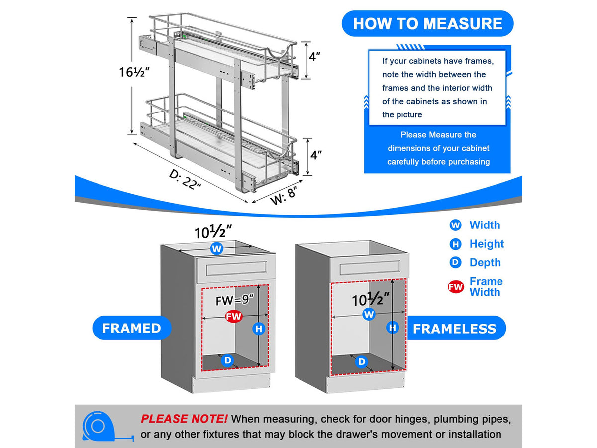 2-Tier Kitchen Cabinet Pullout Shelf and Drawer Organizer, Soft Close Pantry Pull Out Shelves, Heavy Duty Pull Out Cabinet Organizer with Shelf Liner for Kitchen Cabinets, Pantry Storage