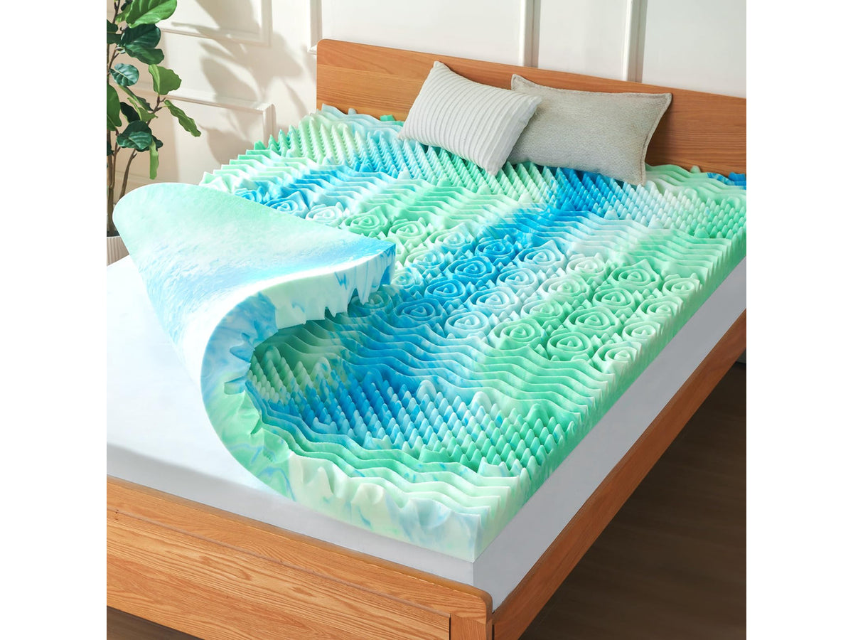 3 Inch 7-Zone King Memory Foam Mattress Topper Egg Crate Cooling Gel Infused Mattress Pad Bed Topper for Pressure Relief and Back Pain Soft & Breathable, CertiPUR-US Certified