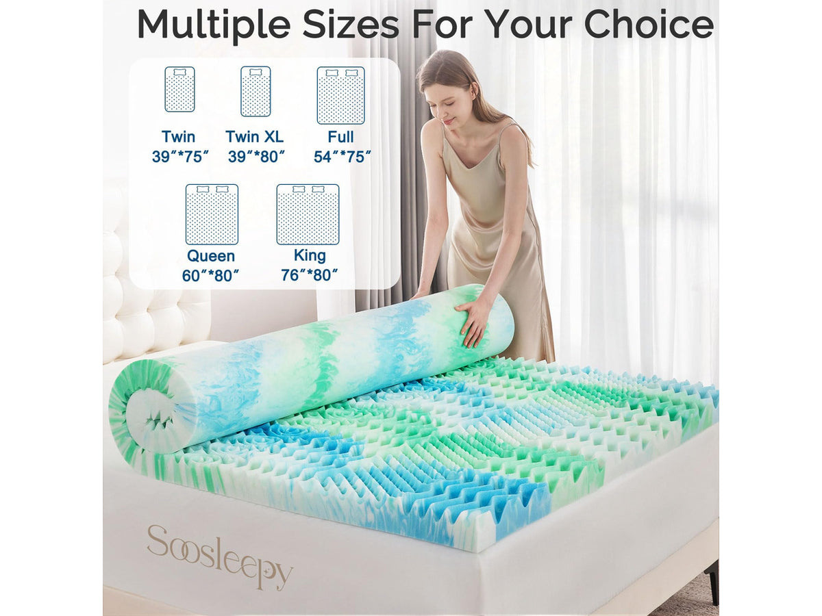 3 Inch 7-Zone King Memory Foam Mattress Topper Egg Crate Cooling Gel Infused Mattress Pad Bed Topper for Pressure Relief and Back Pain Soft & Breathable, CertiPUR-US Certified
