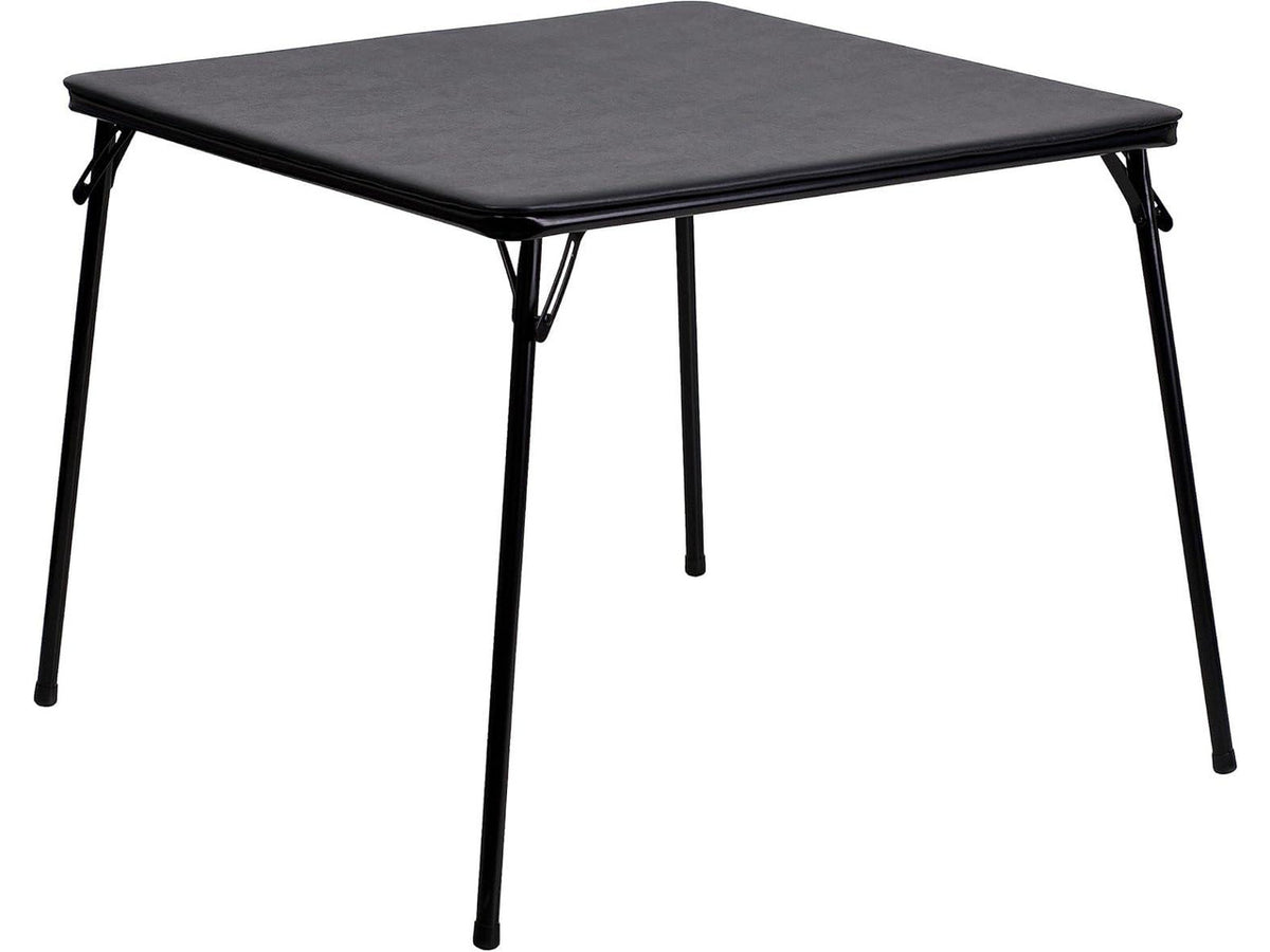 33.5" Square Folding Multipurpose Card Table, Padded Vinyl Top, Portable 4-Player Game Table, Black, No Assembly