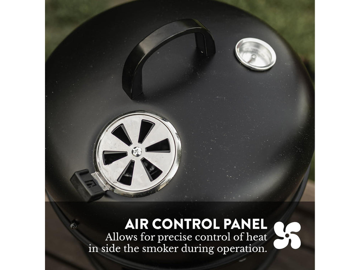 16 Inch Heavy Duty Vertical Charcoal Smoker, Multipurpose Outdoor BBQ Grill with Built-in Thermometer, Adjustable Vent and Dual Access Doors, Portable Cooking Smoker for Patio Backyard Camping