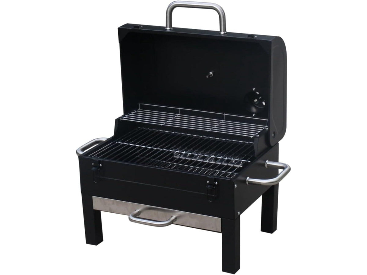 18-Inch Portable Tabletop Charcoal BBQ Grill, 2-Tiered with Side Handles & Lid, Compact Grill & Smoker for Picnic, Tailgate & Outdoor Cooking