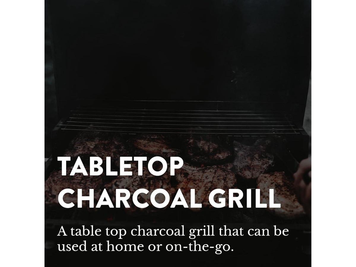 18-Inch Portable Tabletop Charcoal BBQ Grill, 2-Tiered with Side Handles & Lid, Compact Grill & Smoker for Picnic, Tailgate & Outdoor Cooking