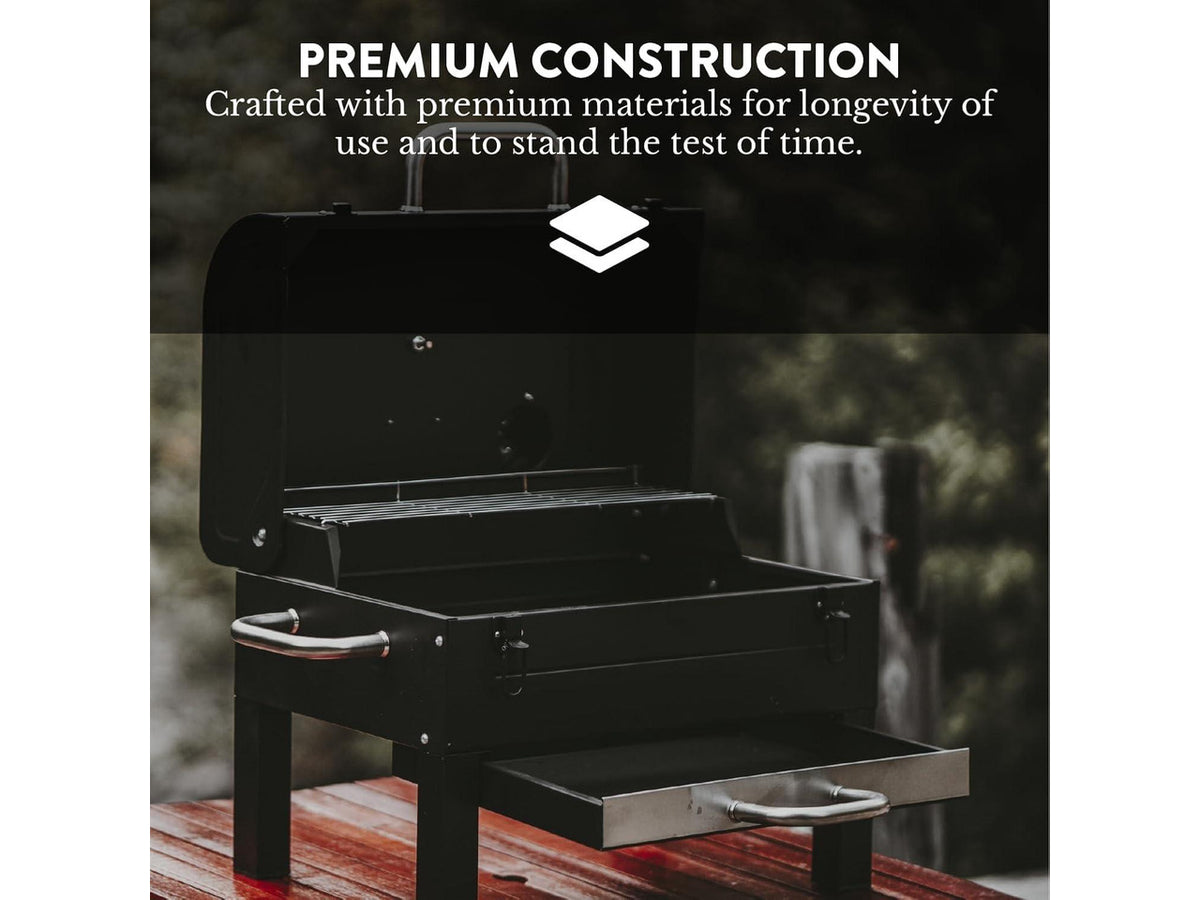 18-Inch Portable Tabletop Charcoal BBQ Grill, 2-Tiered with Side Handles & Lid, Compact Grill & Smoker for Picnic, Tailgate & Outdoor Cooking