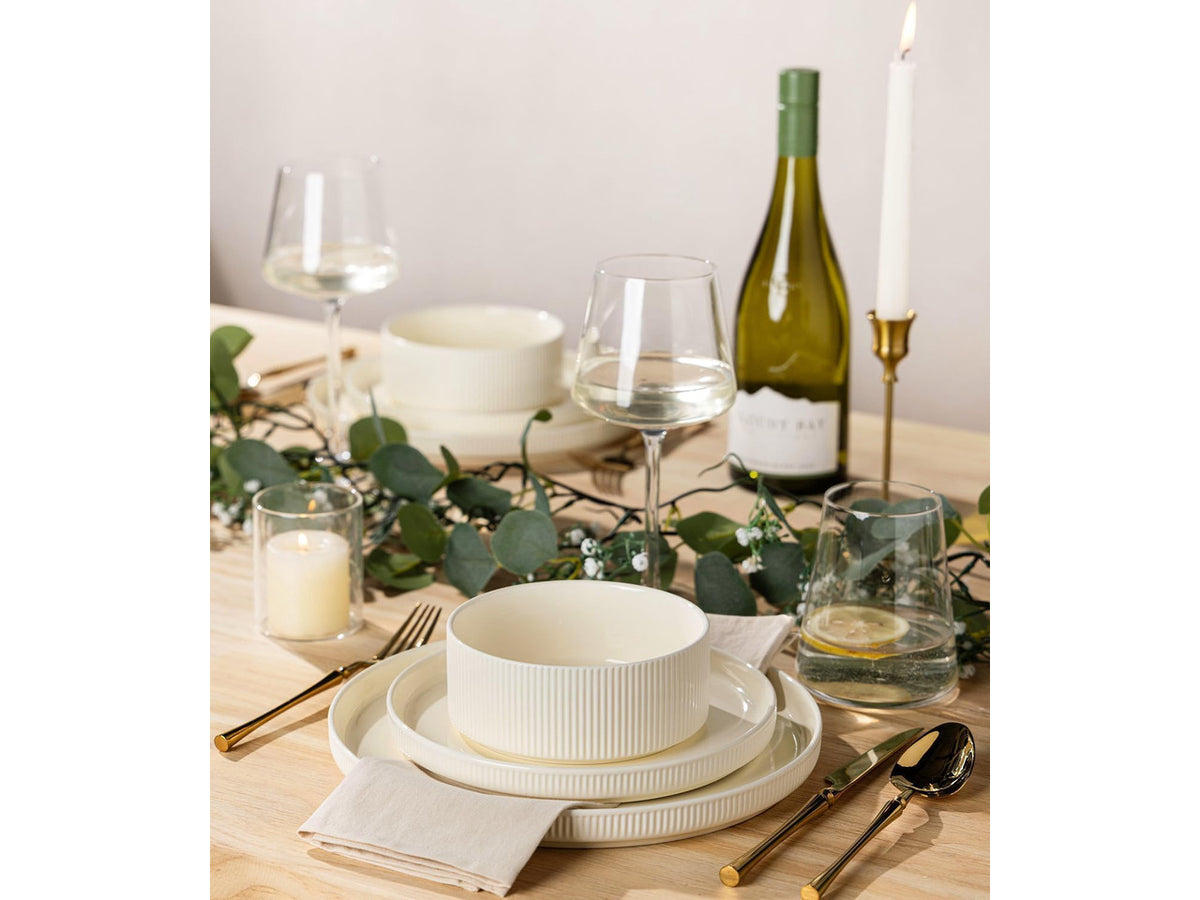 12-Piece Ceramic Dinnerware Set for 4, Double Reactive Glaze Plates and Bowls Set, High Temperature Fired Durable Tableware, Stackable Design, Oven Microwave Dishwasher Safe Rustic Home Dining Dishes