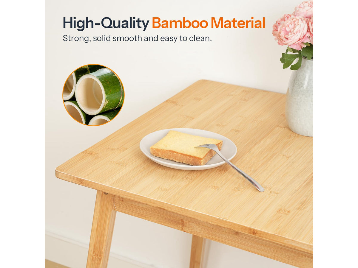 Bamboo Dining Table, Square Dining Table for 2, 27.6" Kitchen Table for Small Space, Writing Table, Easy to Assemble, for Dining Room, Living Room, Office, Kitchen, Natural YL70CZ01G1