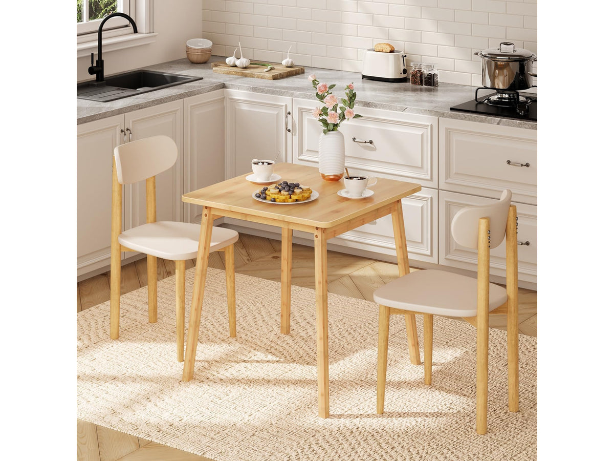 Bamboo Dining Table, Square Dining Table for 2, 27.6" Kitchen Table for Small Space, Writing Table, Easy to Assemble, for Dining Room, Living Room, Office, Kitchen, Natural YL70CZ01G1