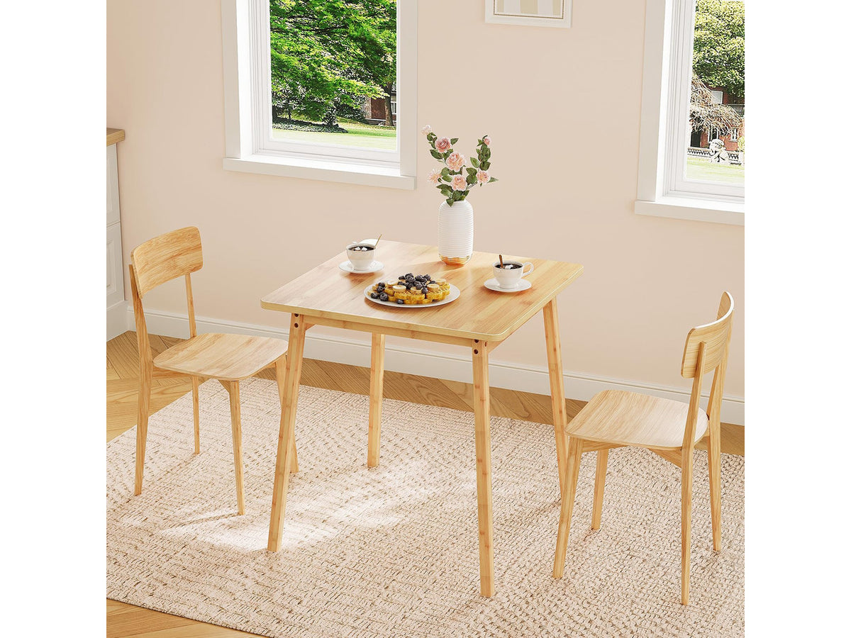 Bamboo Dining Table, Square Dining Table for 2, 27.6" Kitchen Table for Small Space, Writing Table, Easy to Assemble, for Dining Room, Living Room, Office, Kitchen, Natural YL70CZ01G1