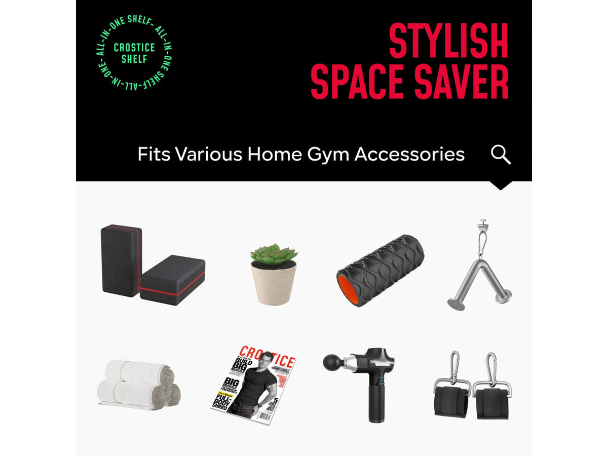 2-Tier Floating Shelf Compatible with Tonal 1 & 2 Accessories | Home Gym Storage Rack, Wall Mount Gym Organizer, Workout Metal Holder, T-Bracket Lock Adapters Hanger, US Patent Holding