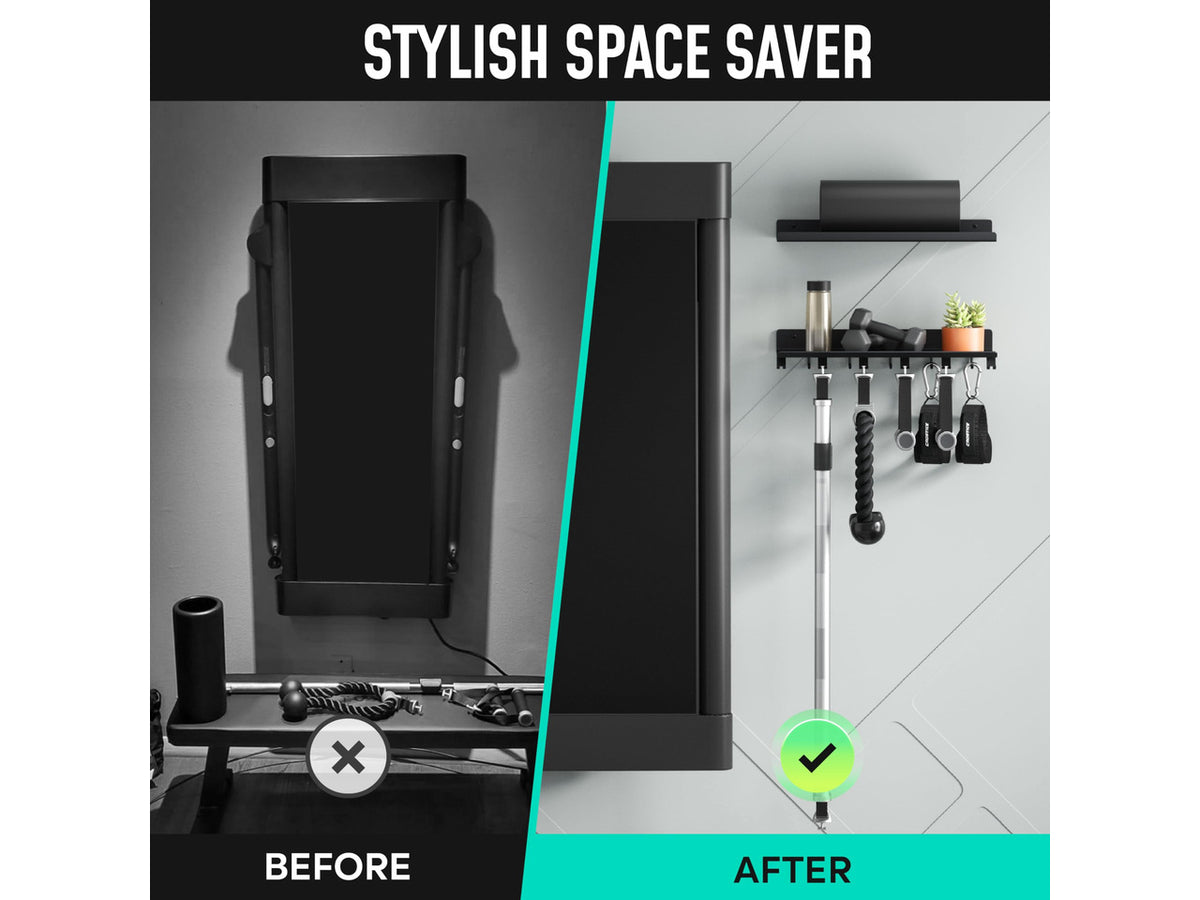 2-Tier Floating Shelf Compatible with Tonal 1 & 2 Accessories | Home Gym Storage Rack, Wall Mount Gym Organizer, Workout Metal Holder, T-Bracket Lock Adapters Hanger, US Patent Holding