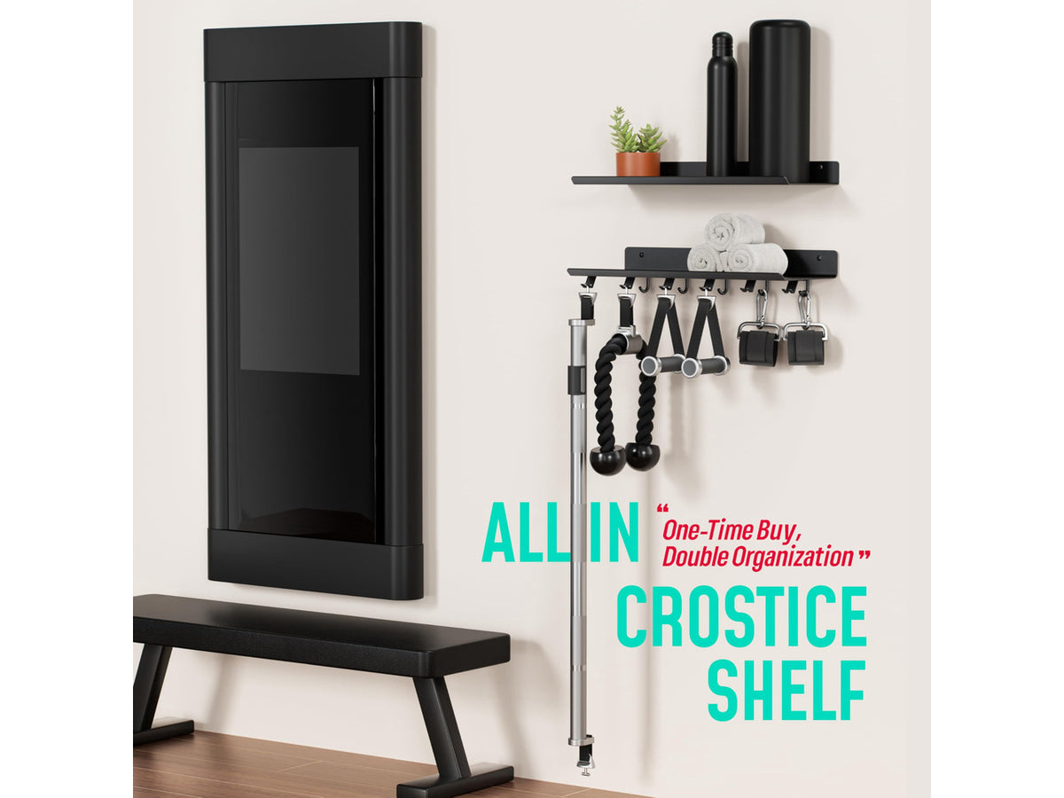 2-Tier Floating Shelf Compatible with Tonal 1 & 2 Accessories | Home Gym Storage Rack, Wall Mount Gym Organizer, Workout Metal Holder, T-Bracket Lock Adapters Hanger, US Patent Holding