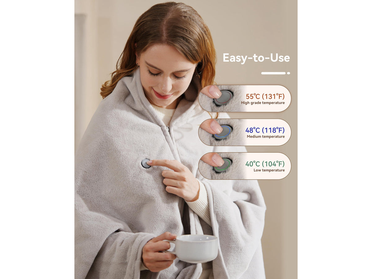 Cordless Heated Blanket with Battery Pack - Rechargeable Heated Shawl & Portable Heated Throw,Far-Infrared Heating,Wearable Blanket for Office,Travel,Car & Outdoor, Gift for People Who Are Always Cold