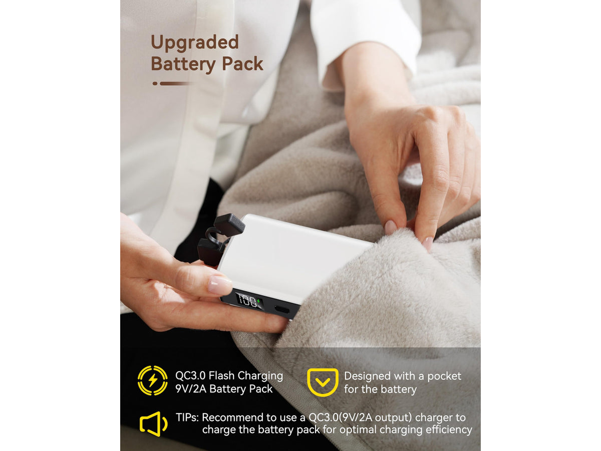 Cordless Heated Blanket with Battery Pack - Rechargeable Heated Shawl & Portable Heated Throw,Far-Infrared Heating,Wearable Blanket for Office,Travel,Car & Outdoor, Gift for People Who Are Always Cold