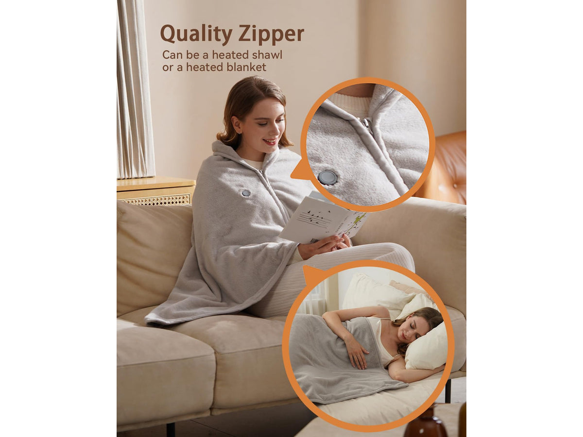 Cordless Heated Blanket with Battery Pack - Rechargeable Heated Shawl & Portable Heated Throw,Far-Infrared Heating,Wearable Blanket for Office,Travel,Car & Outdoor, Gift for People Who Are Always Cold