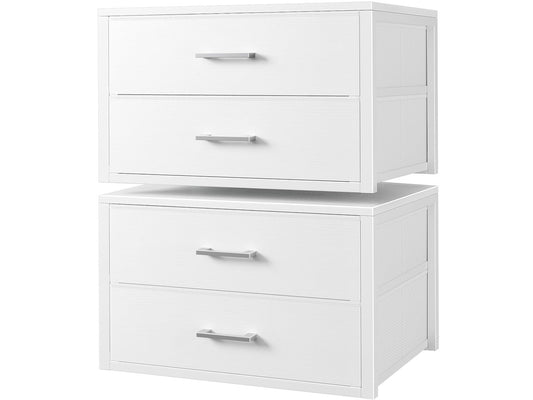 Stackable Storage Drawers Closet Organizers and Storage Fabric White 2 Drawer Dresser for Bedroom 2 Packs Modern