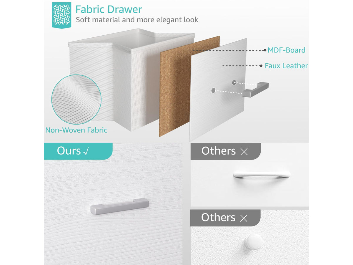 Stackable Storage Drawers Closet Organizers and Storage Fabric White 2 Drawer Dresser for Bedroom 2 Packs Modern