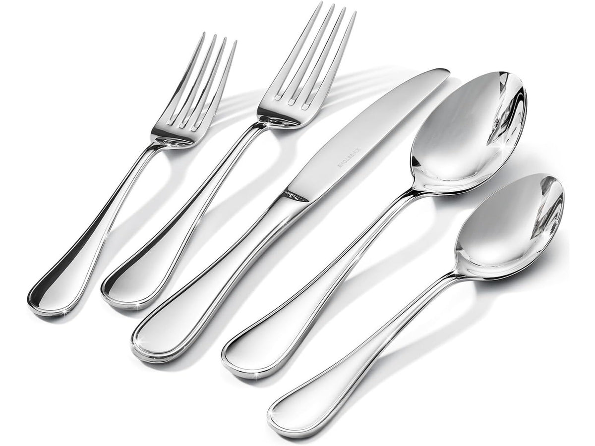 18/10 Stainless Steel Silverware Set for 4, 20 Piece Teardrop Flatware Set