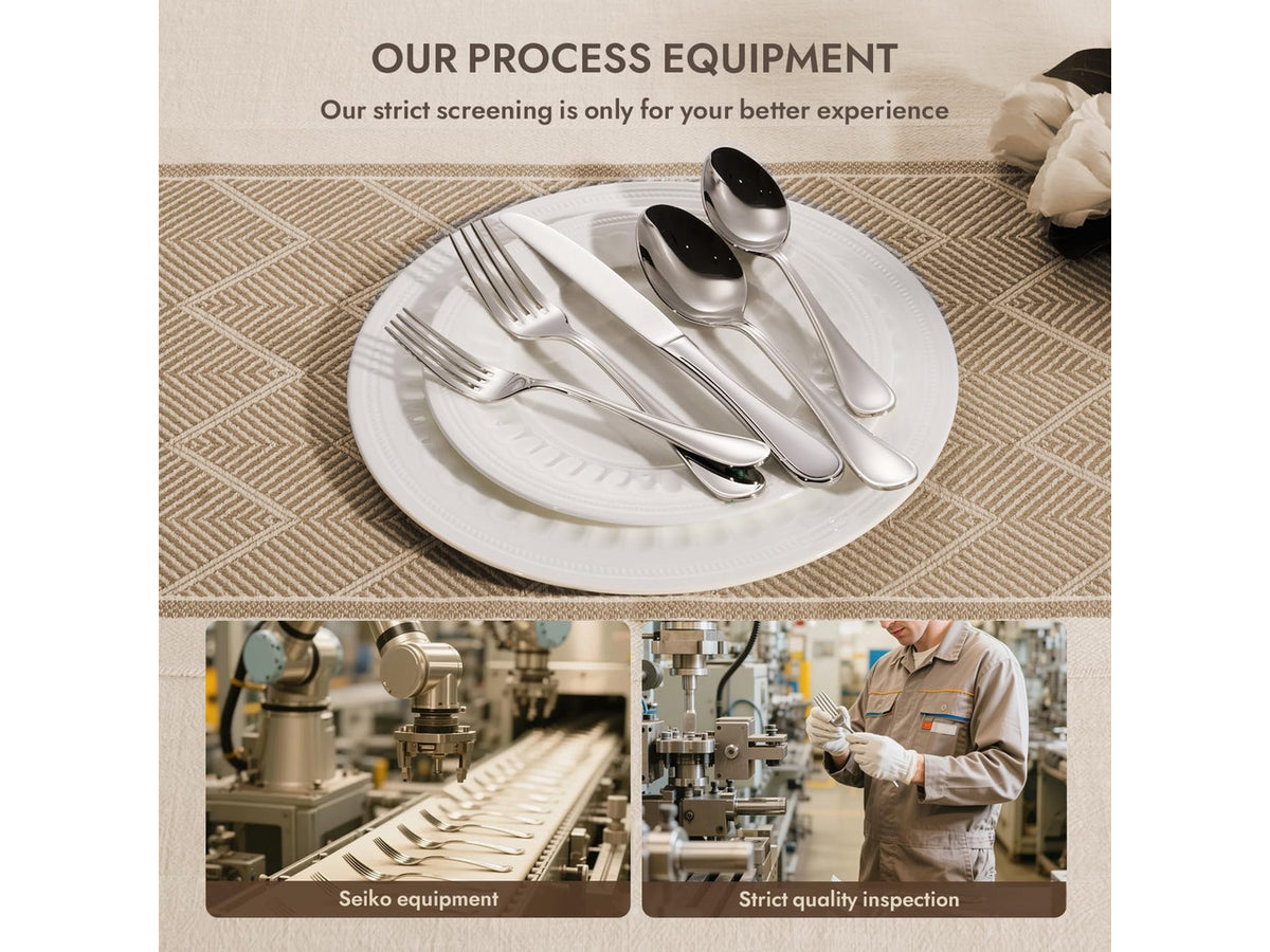 18/10 Stainless Steel Silverware Set for 4, 20 Piece Teardrop Flatware Set