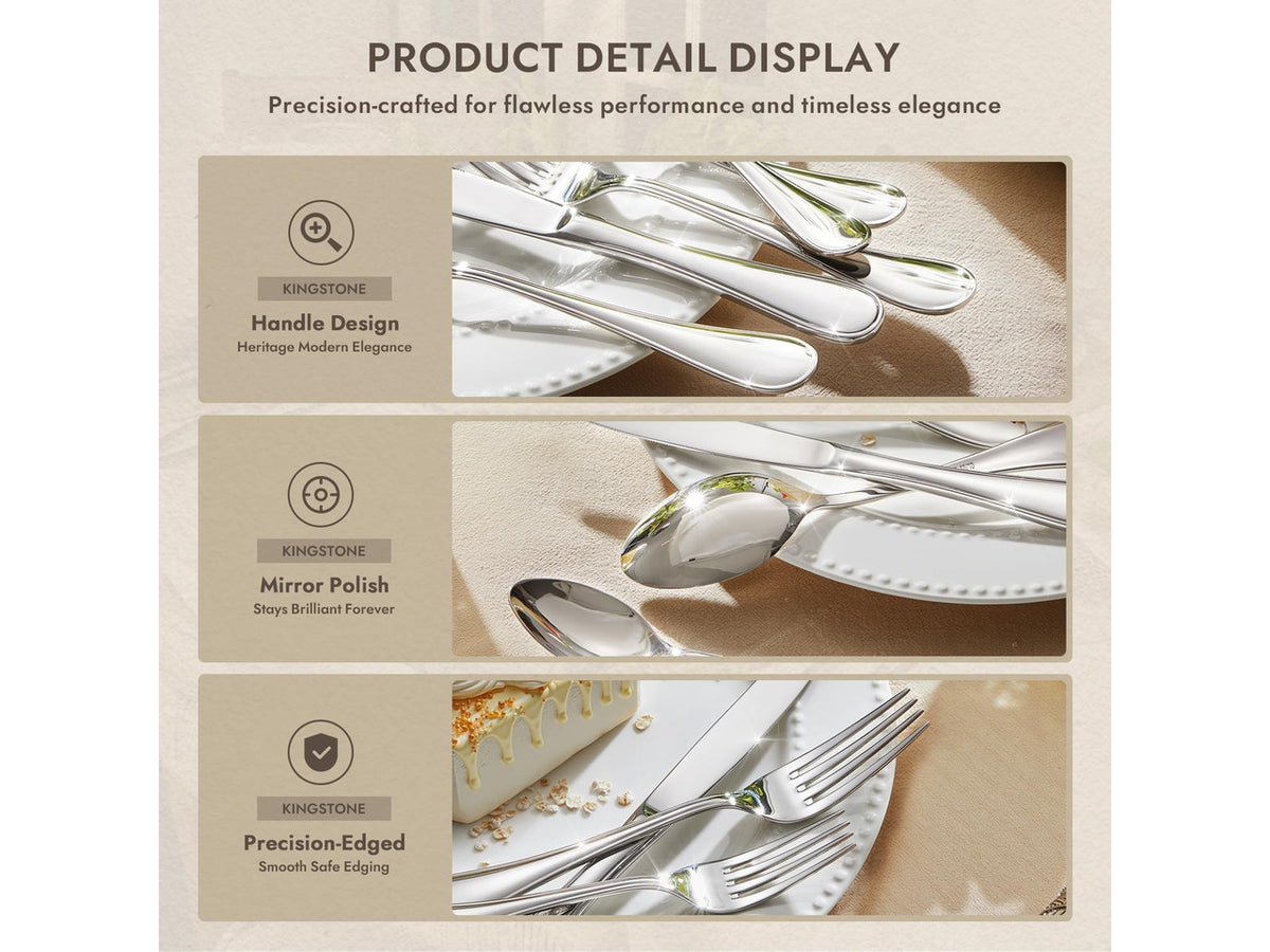 18/10 Stainless Steel Silverware Set for 4, 20 Piece Teardrop Flatware Set