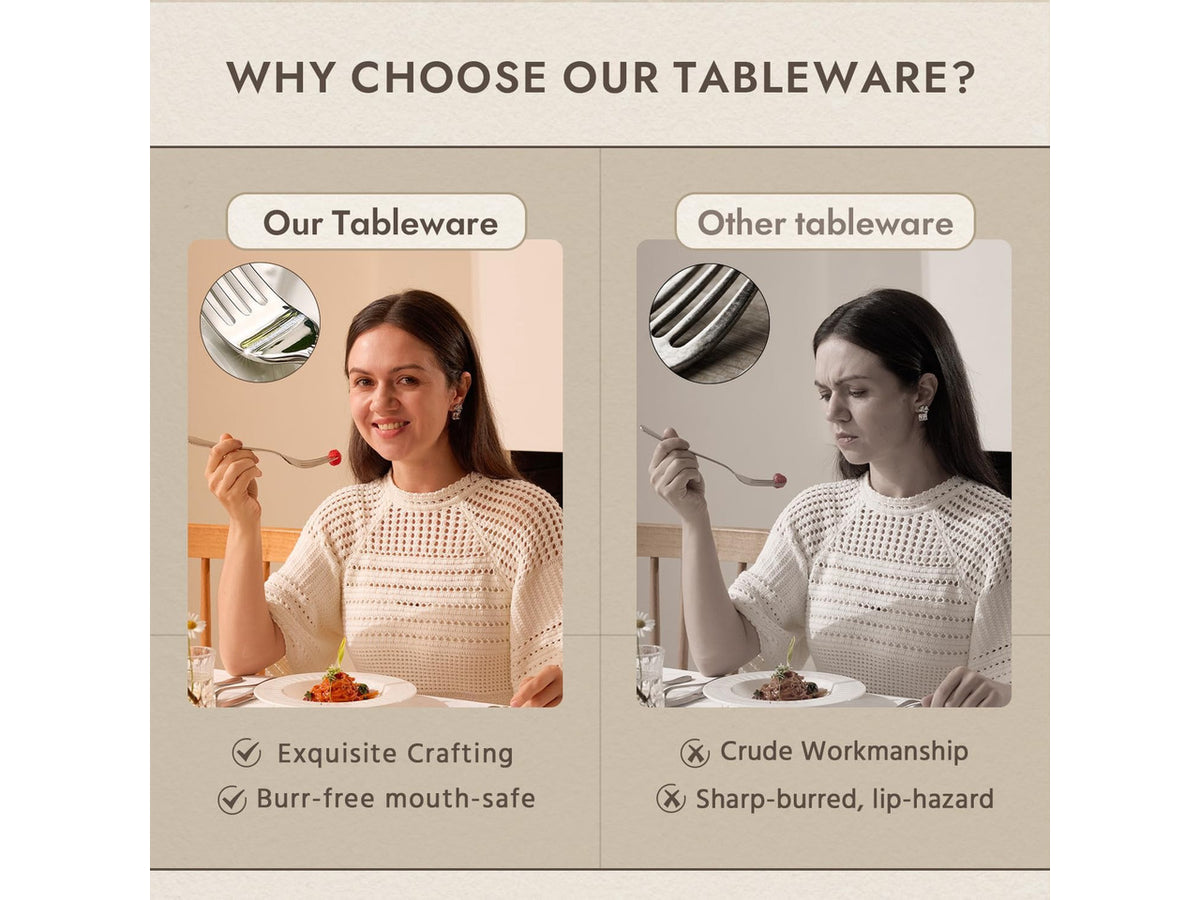 18/10 Stainless Steel Silverware Set for 4, 20 Piece Teardrop Flatware Set
