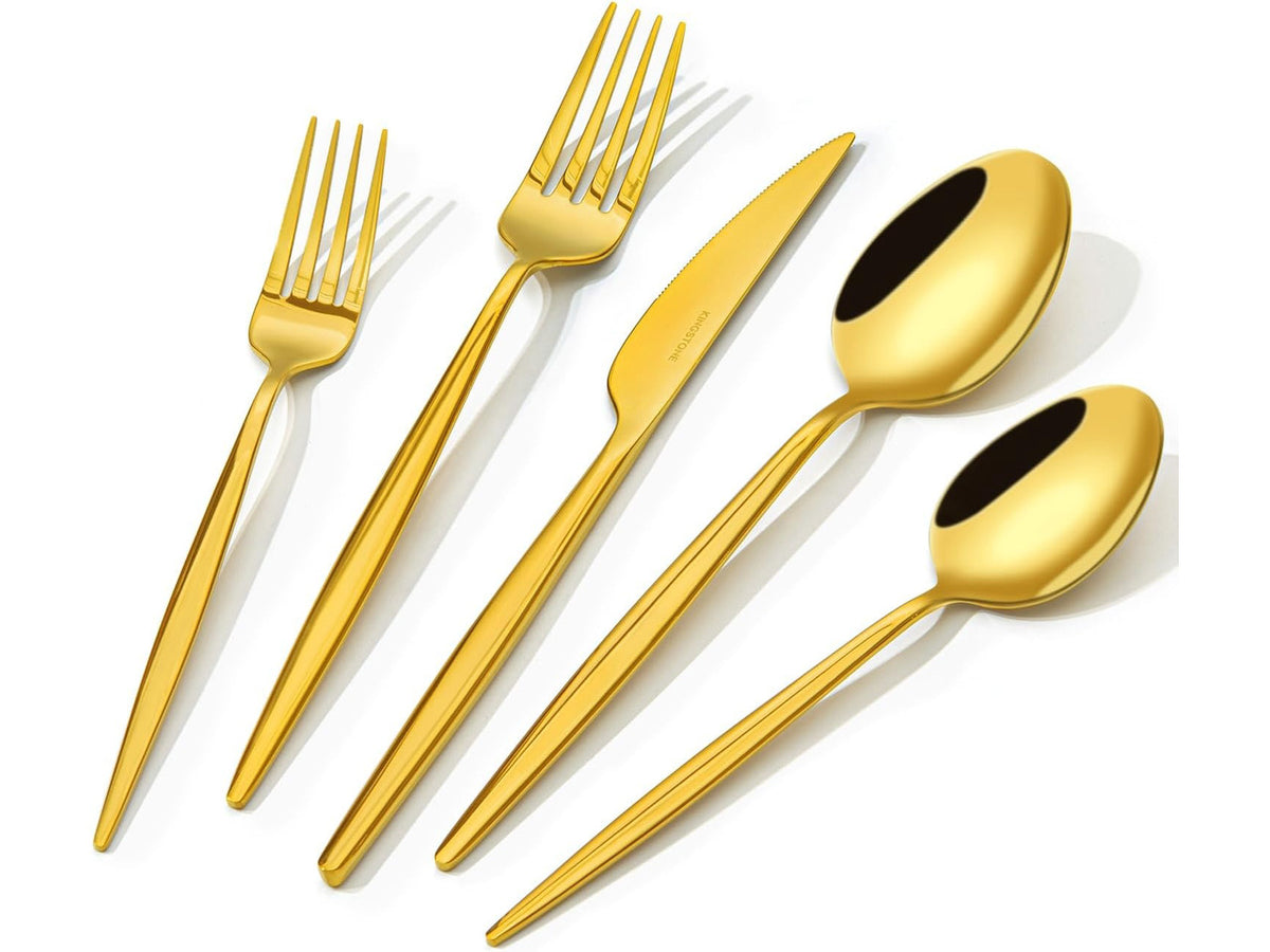 18/10 Silverware Set for 4, 20 Piece Gold Stainless Steel Flatware Cutlery