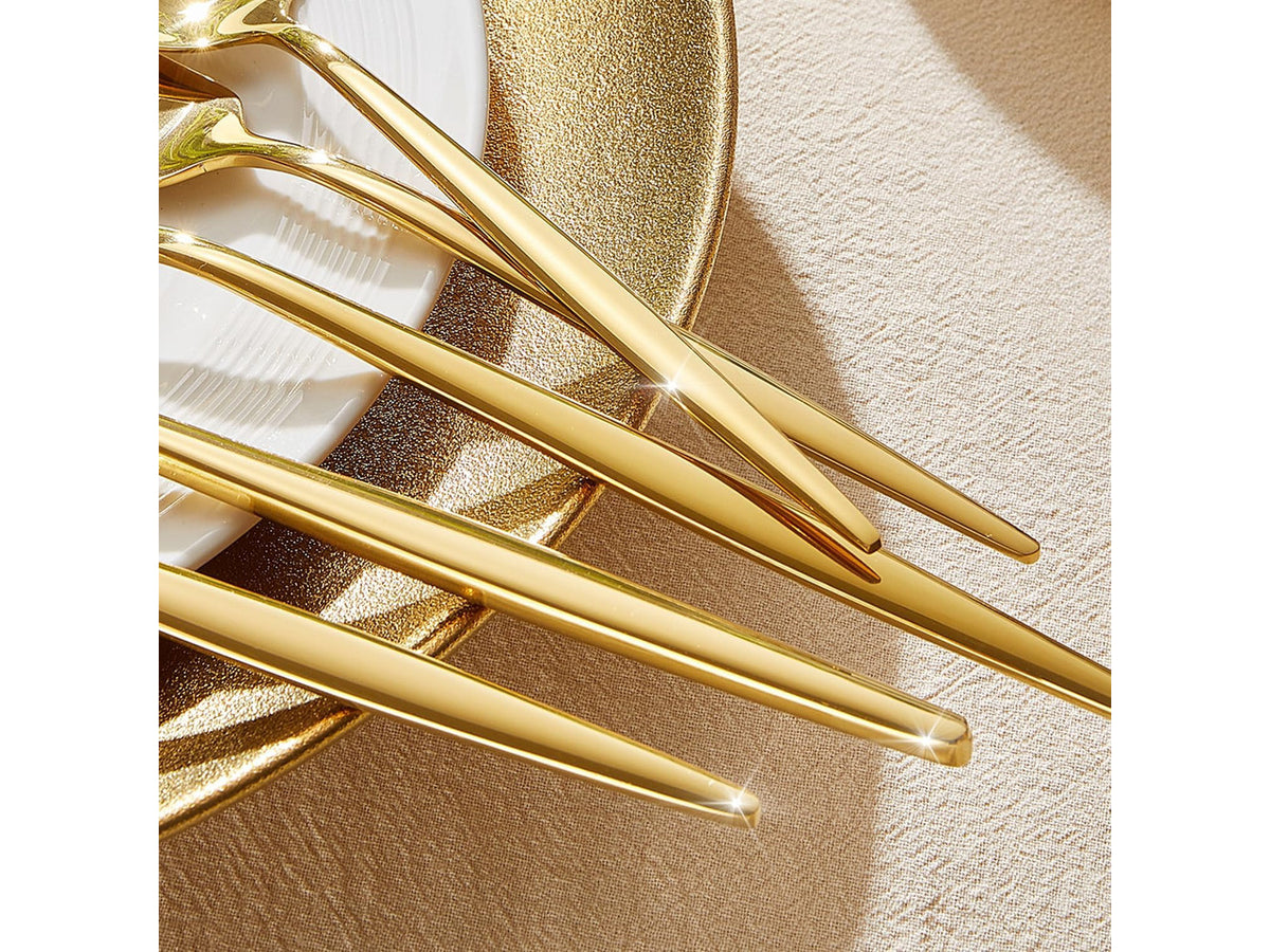 18/10 Silverware Set for 4, 20 Piece Gold Stainless Steel Flatware Cutlery