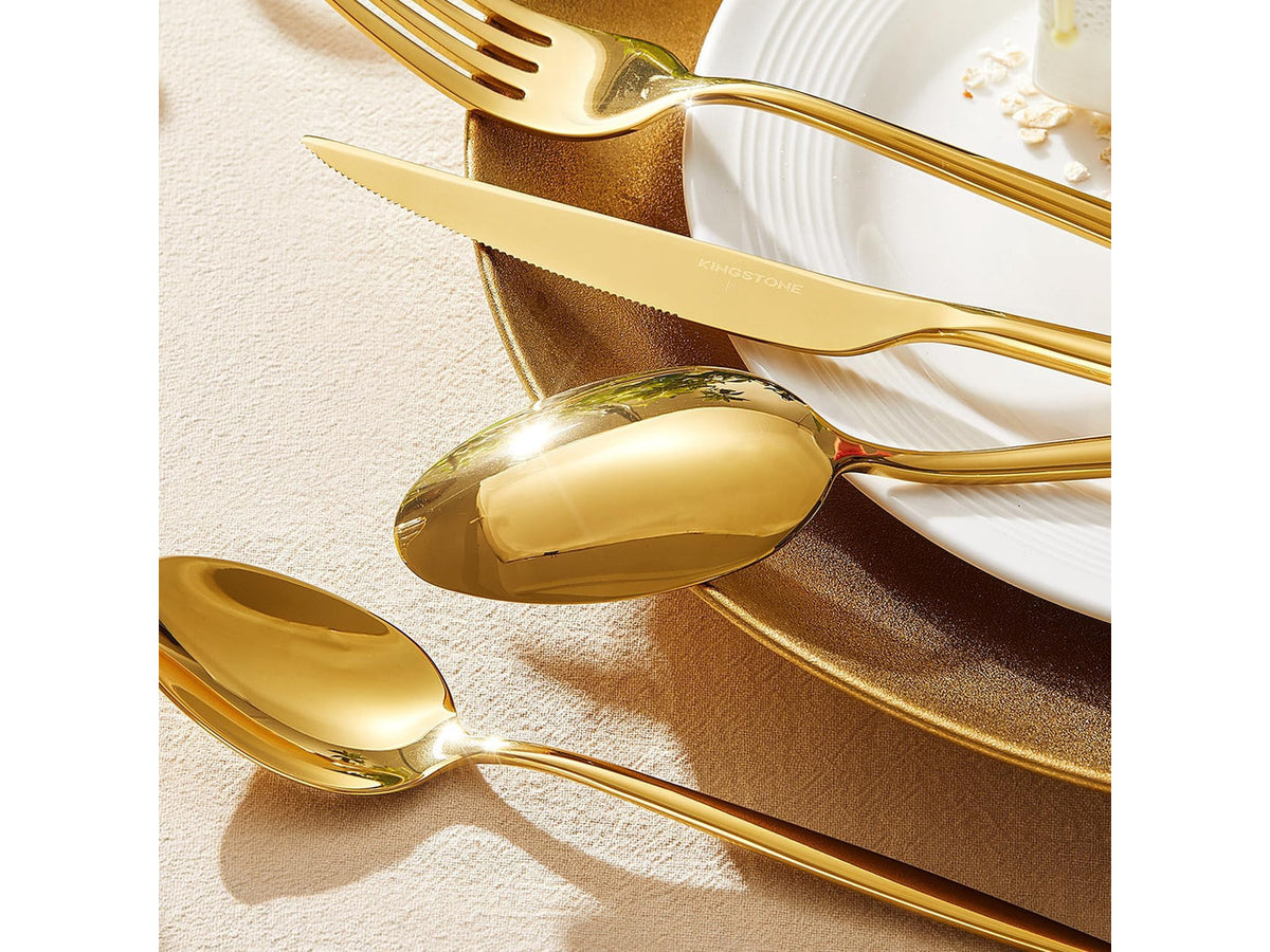 18/10 Silverware Set for 4, 20 Piece Gold Stainless Steel Flatware Cutlery