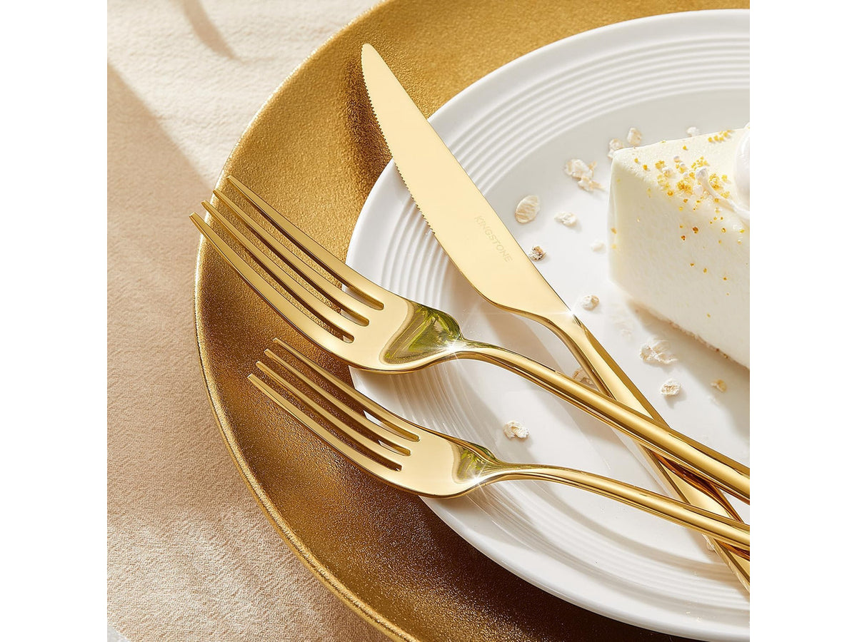 18/10 Silverware Set for 4, 20 Piece Gold Stainless Steel Flatware Cutlery