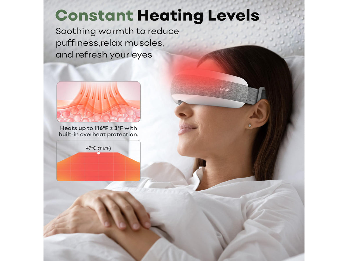 Heated Eye Massager, Bluetooth, Migraine & Dry Eye Relief, Cordless | eye mask massager with heat, stream music wirelessly & for eye strain, headaches, dry eyes, sinus pressure & sleep