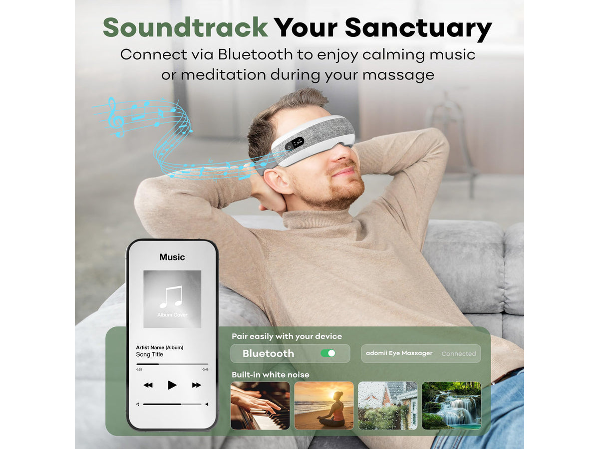 Heated Eye Massager, Bluetooth, Migraine & Dry Eye Relief, Cordless | eye mask massager with heat, stream music wirelessly & for eye strain, headaches, dry eyes, sinus pressure & sleep