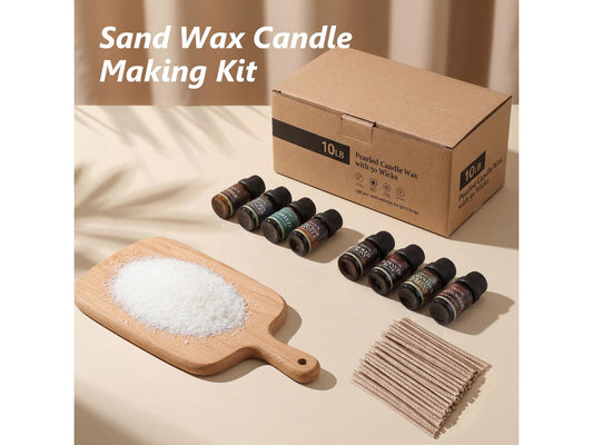 SAEUYVB 10 lbs White Natural Pearled Candle Sand Kit | Refillable DIY Candle Making Kit with 8 Scents,50 Wicks,Ideal DIY Craft Gift Decoration for Birthdays, Christmas,Weddings