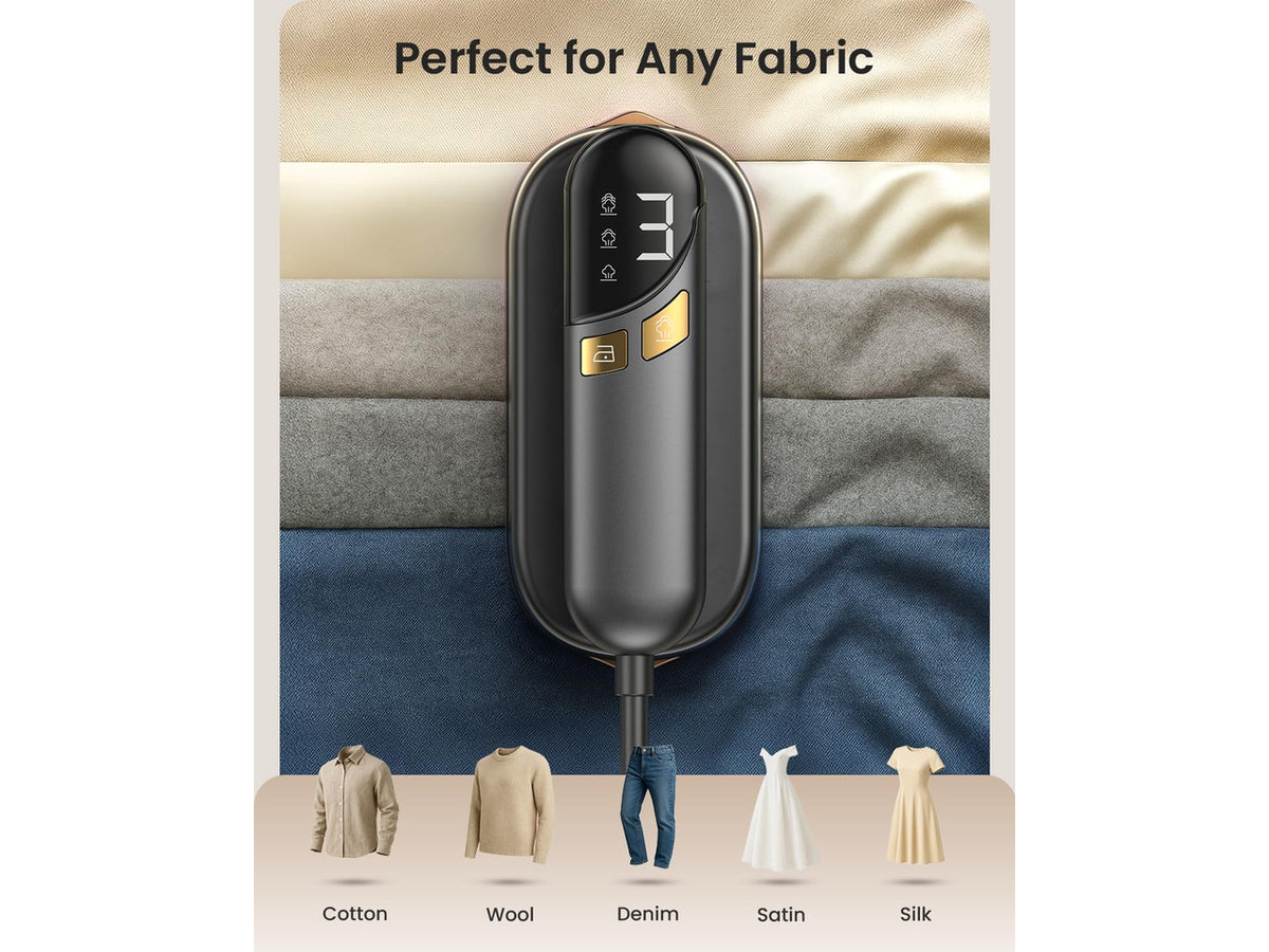 2-in-1 Handheld Steamer Iron for Clothes, 1000W, 9s Fast Heat-Up, 120V | Travel Steamer with Ceramic Soleplate, Leak-Proof 170mL Tank, Self-Clean, Portable Wrinkle Remover for Home & Travel, Black