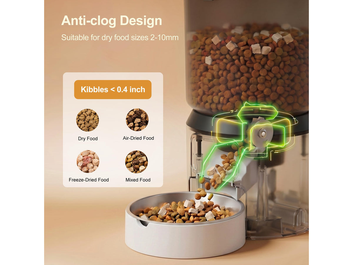 Automatic Cat Feeder 4L Timed Cat Dry Food Dispenser Auto Pet Feeder Portion Control up to 9 Meals/Day for Cats and Small Dogs Dual Power Supply, with Stainless Bowl Fresh Food, Easy Clean