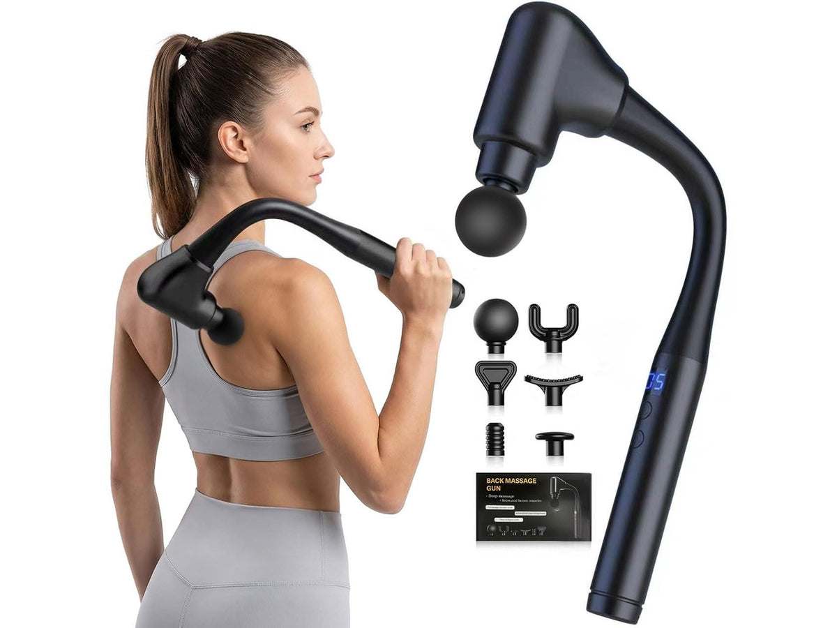Massage Gun Extension Handle Massager Christmas Birthday Gifts | Back Massager Deep Tissue Muscle Massager Portable Percussion Massage Gun 10 Speeds & 6 Massage Heads Body Carrying Case