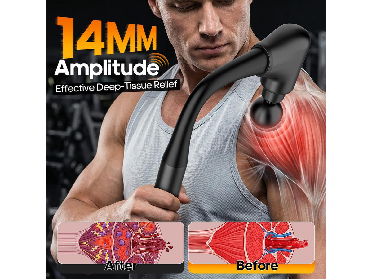 Massage Gun Extension Handle Massager Christmas Birthday Gifts | Back Massager Deep Tissue Muscle Massager Portable Percussion Massage Gun 10 Speeds & 6 Massage Heads Body Carrying Case