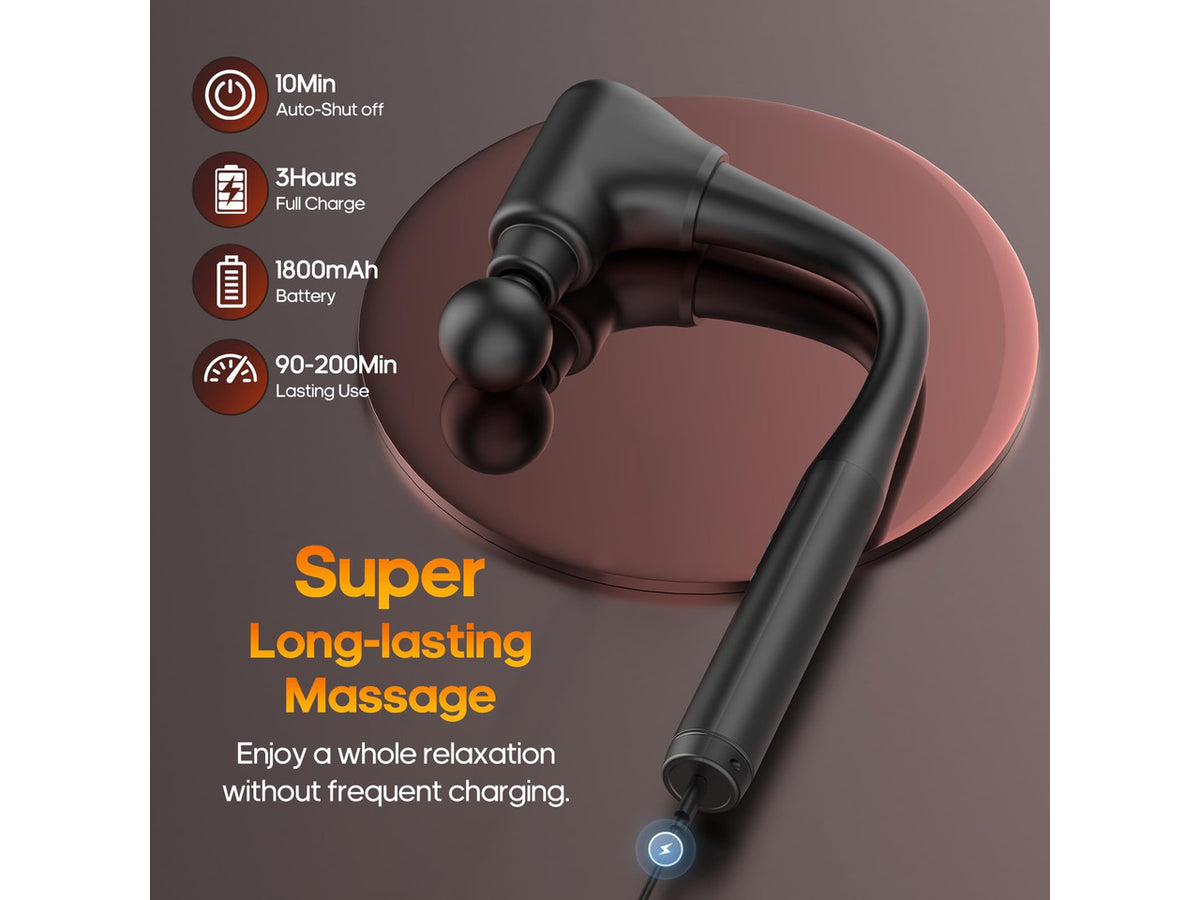 Massage Gun Extension Handle Massager Christmas Birthday Gifts | Back Massager Deep Tissue Muscle Massager Portable Percussion Massage Gun 10 Speeds & 6 Massage Heads Body Carrying Case