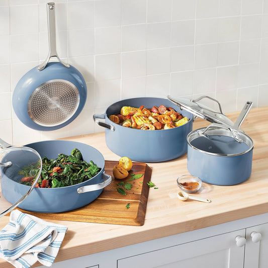 7pc Nonstick Ceramic Coated Aluminum Cookware Set Blue - Figmint™